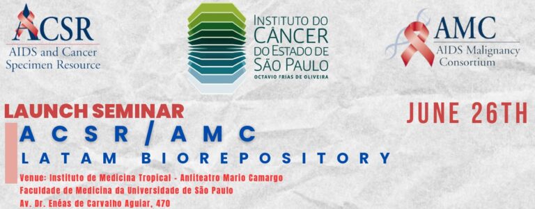 Banner com informações sobre o Seminário de lançamento do LATAM Biorepository.