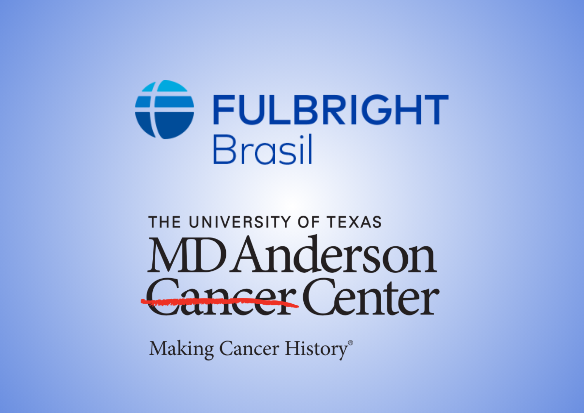 Logotipos da Fulbrightt Brasil e do MD Anderson Cancer Center.